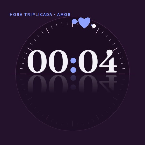 Hora triplicada · amor 00:04 · amor
